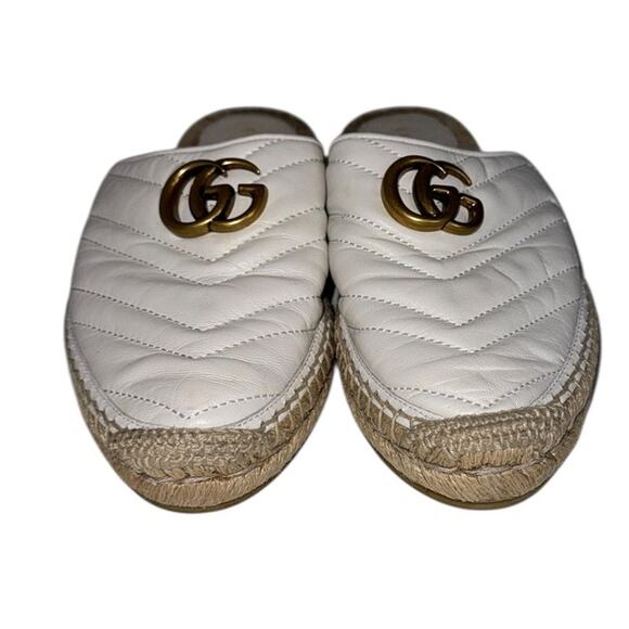 Gucci Quilted White Marmont Espadrille Mules Size 38 - Picture 3 of 12
